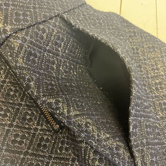 Ann Taylor Loft Women’s Size 12 Black Metallic Gold A Line Mini Skirt Pleated - Picture 9 of 9